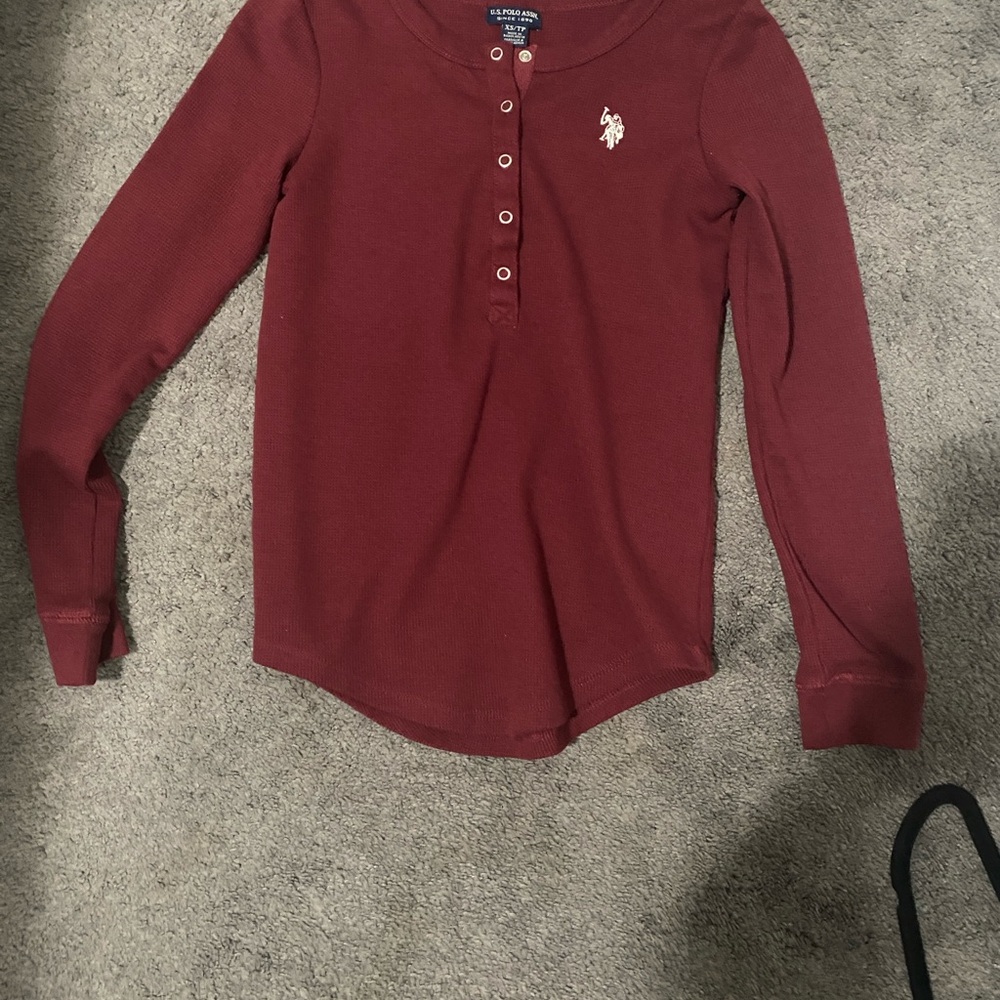 U.S. Polo Assn. Burgundy Long Sleeve Henley Top size xs
